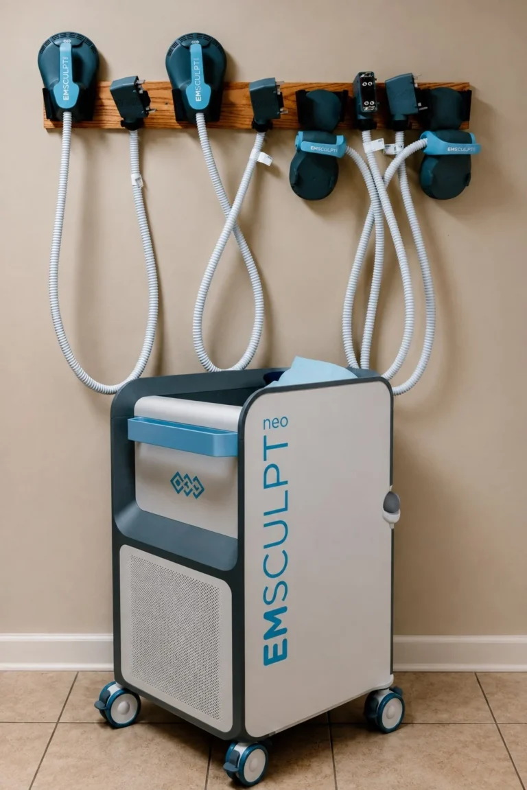 Emsculpt NEO device and applicators in the treatment room